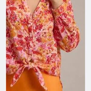 Maeve tie front longline eyelet blouse